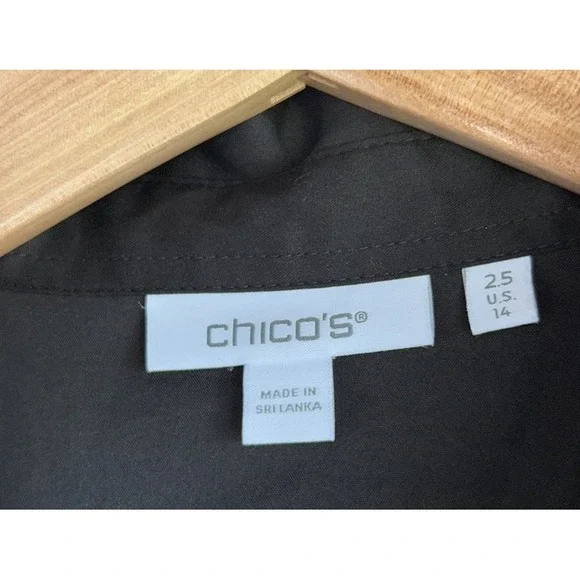 Chicos Poplin Diagonal Button Front Dress Sz 8 Black Size 2.5 EXCELLENT!! - Picture 6 of 7